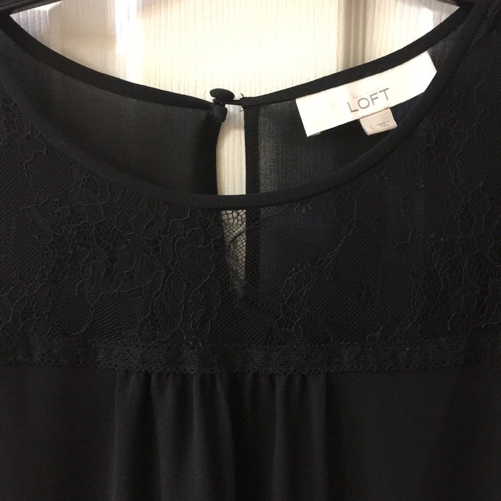Loft sheer black long sleeve top size L